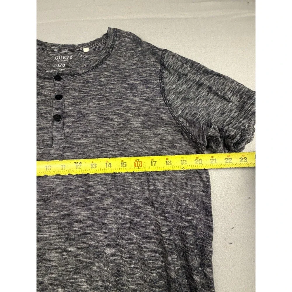 GUESS Jeans Men's Gray Knit Cotton Henley T-Shirt Button Placket Short Sleeve L - Picture 4 of 6